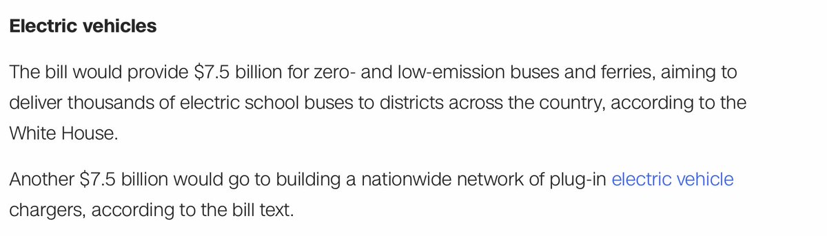 APKJM's tweet photo. #Lithium #Copper #Cobalt #RareEarths #carboncapture #carbonneutrality 🚀
Here's what's in the bipartisan infrastructure bill

$7.5 billion for zero- and low-emission buses and ferries

 $7.5 billion would go to building a nationwide network of plug-in electric vehicle chargers https://t.co/DyJ935hoeQ