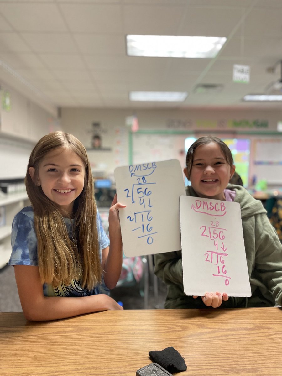 wcesmrskearns's tweet photo. My favorite part of the job, “I get it now!!!” These girls are working hard learning long division 🥰 #wcesbuildinggreatness #tisdmath https://t.co/iqM2HxJIgJ