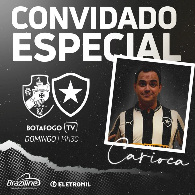 BotafogoFReng's tweet photo. my chosen @cariocadelegado is the special guest of Botafogo TV tomorrow!📺📲 #BrasileiroNaBotafogoTV https://t.co/J51hLYUsNN