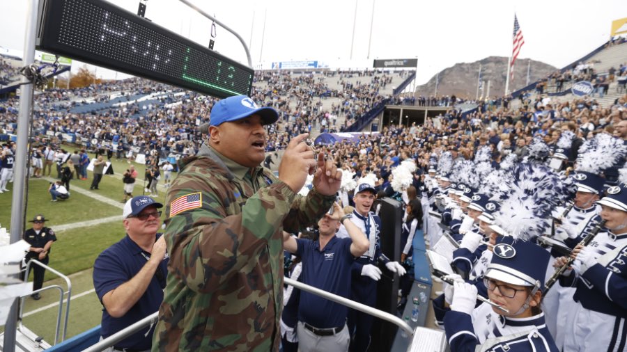 DaveMcCannTV's tweet photo. The Leader of the Band. #BYUFOOTBALL #Big12 https://t.co/0LRgWNOjke