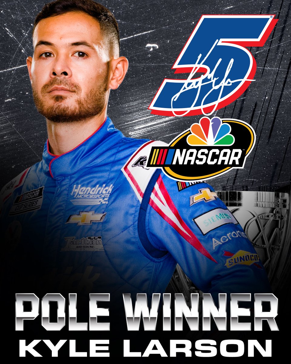 NASCARonUSA's tweet photo. RETWEET to congratulate @KyleLarsonRacin on his POLE!

Larson will lead the field to green and try to win his first @NASCAR Cup Series championship Sunday at 3P ET on @NBC and @peacockTV. https://t.co/iUGnbQ7oUn