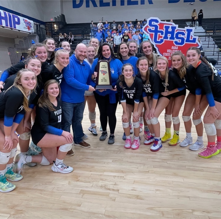 PickensHighSC's tweet photo. CONGRATULATIONS TO YOUR 2021 STATE CHAMPION VOLLEYBALL TEAM! We are so proud of you, ladies! https://t.co/EmLGBNRm5u