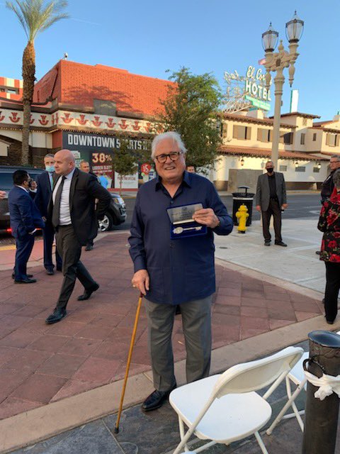 mayoroflasvegas's tweet photo. What an awesome night celebrating the 80th birthday of the @ElCortezLV! It was an honor to present the Key to the @CityOfLasVegas to Kenny Epstein. https://t.co/ixLX6czc9b
