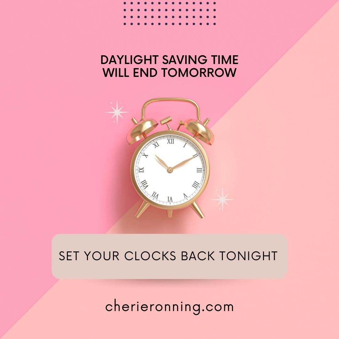 cherieronning's tweet photo. Don't forget to "fall back" on your clocks tonight so you get up tomorrow at the correct time!

#daylightsavingstime
#fallback
#setyourclocks
#ladyboss
#entrepreneur
#businesscoach https://t.co/Pg8XzjMzll