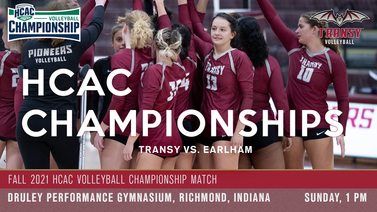 A tradition continues: Championship Sunday for <a href="/TransylvaniaWVB/">Transylvania WVB</a>! 

Transy vs. Earlham for a ticket to the NCAA Tournament. 

📺 bit.ly/3qjn6oW
📊bit.ly/3iYn2Xg
⏰1 PM
🏟️Richmond, Indiana 
🦇 #WingsUp
