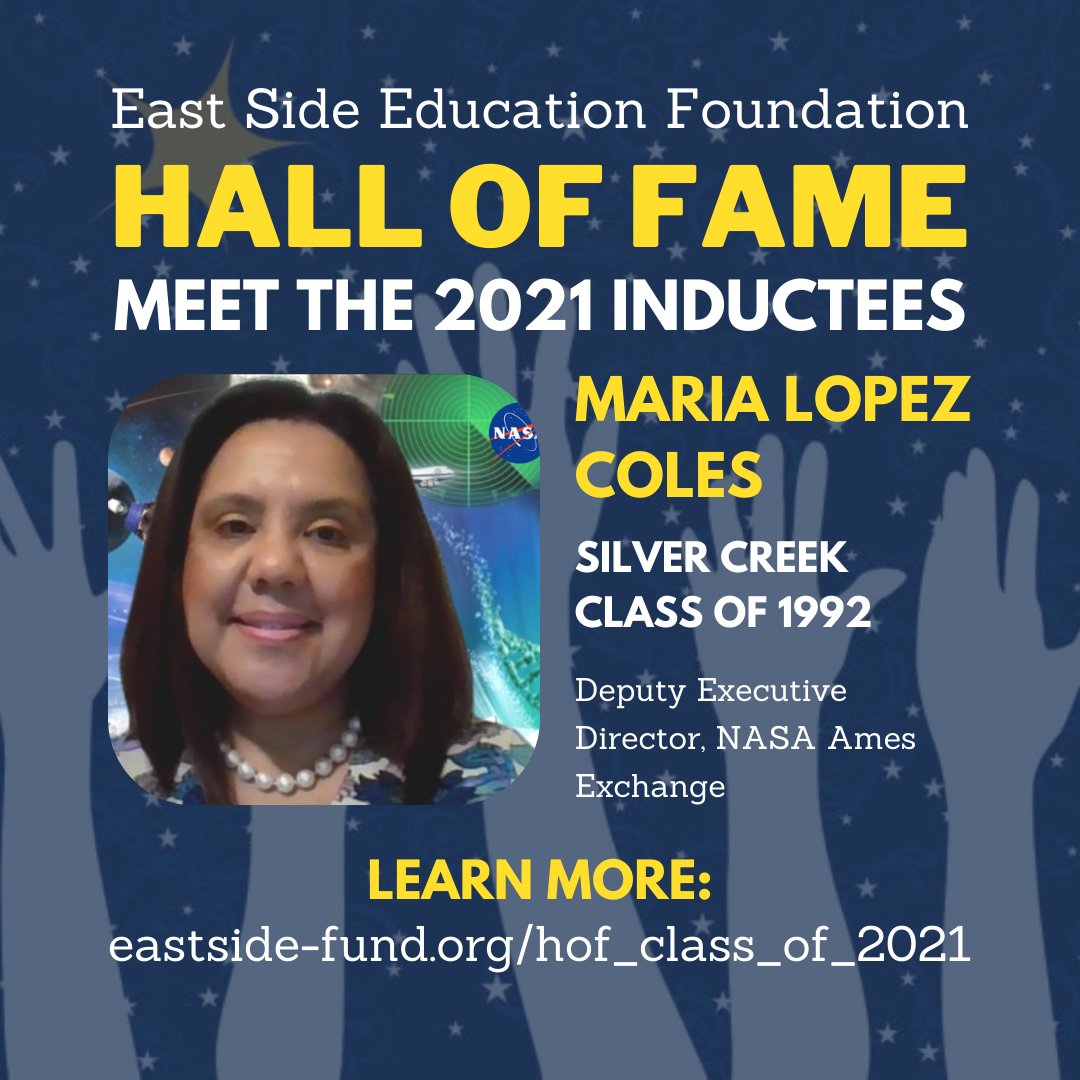 esuhsdef's tweet photo. Have you met our 2021 Hall of Fame inductees like Maria Lopez Coles? Get to know them at https://t.co/rqcAKtBakx
#EastSideHOF2021 #ESSJ #ESUHSD #ESUHSDProud #EastSideSuccess #WeAreEastSanJose #SilverCreek #NASA #STEM #WomenInSTEM https://t.co/ccCHD6f6Ki