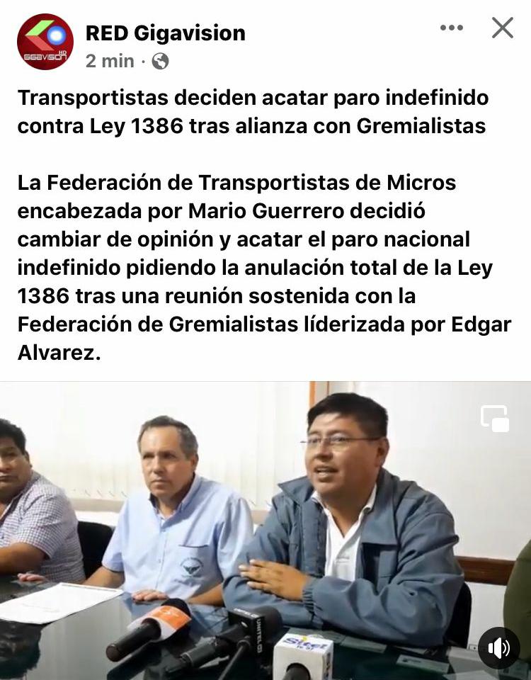 Gano la unidad entre dos grandes familias la Gremial y el transporte. Construyamos un futuro para todos donde las leyes no se usen para perseguir. Vamos al paro Indefinido pidiendo la abrogacion de la ley 1386.