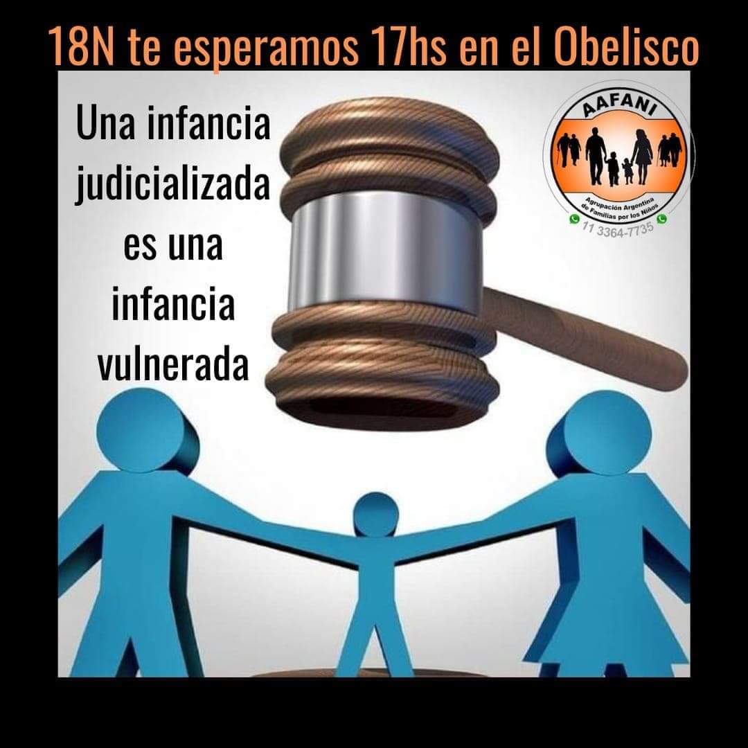 AAFANI_Arg's tweet photo. Cuando la infancia llega a la justicia, es porque unos de sus derechos esta siendo vulnerado.

Por eso te invitamos este 18 de noviembre a las 17 hs al obelisco.

Veni alzar la voz por los mas chicos.
Veni en familia, veni con un amigo, trae tu cartel, trae tu bandera. https://t.co/zjtH2FPwmI