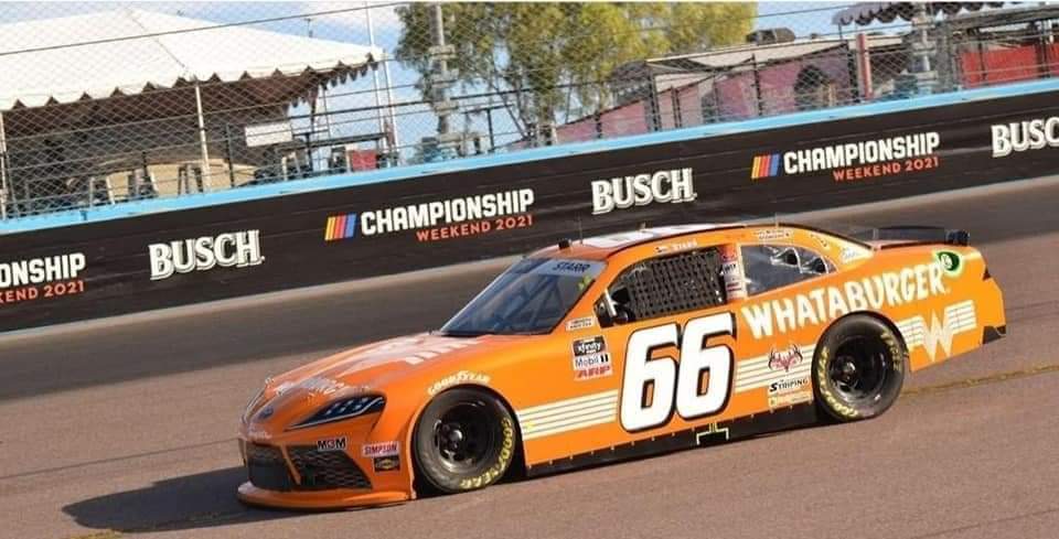 MBMMotorsports's tweet photo. Rolling off p27 for the @NASCAR_Xfinity championship race, @starr_racing and his @Whataburger Toyota are ready be sure to tune in to @NBCSN ๐บ8:30 PM EST โฐ
#XfinityRaceDay #NamesAreMadeHere #FinalRace2021Season #JoinMBM https://t.co/BK4w4NFDsx