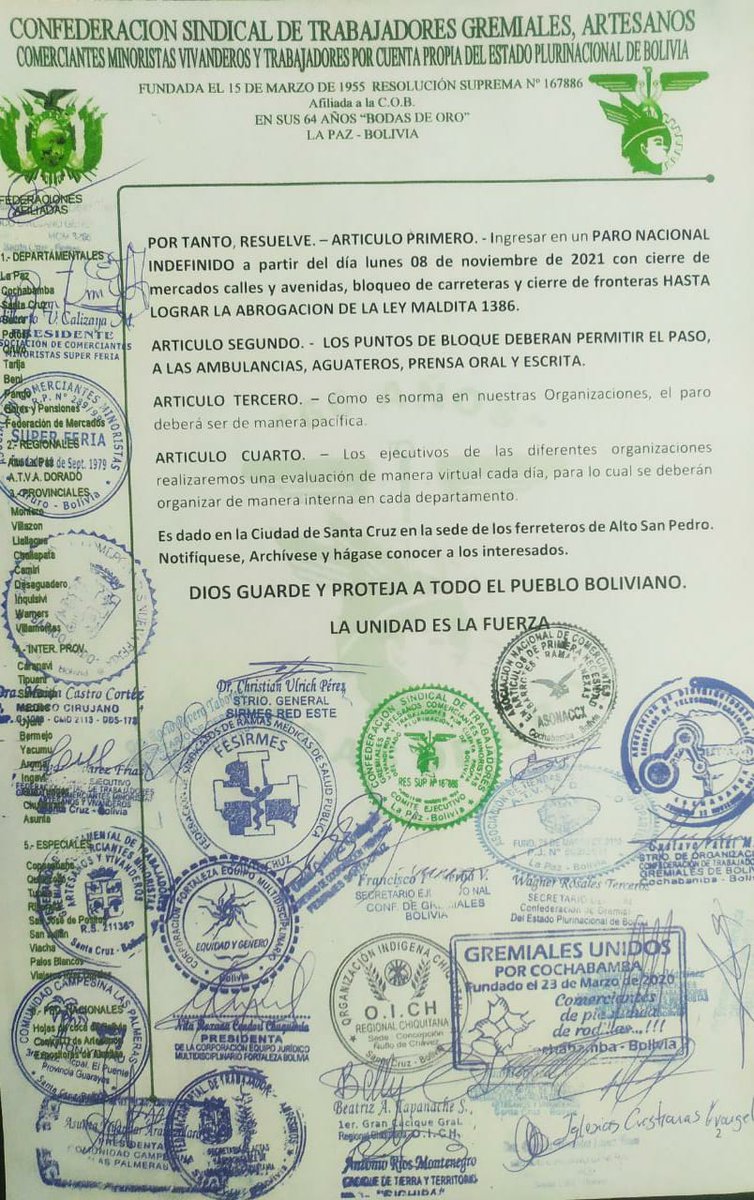Vamos Juntos Al paro. Convocatoria de la Confederacion Nacional de Gremiales. Firmes en la lucha