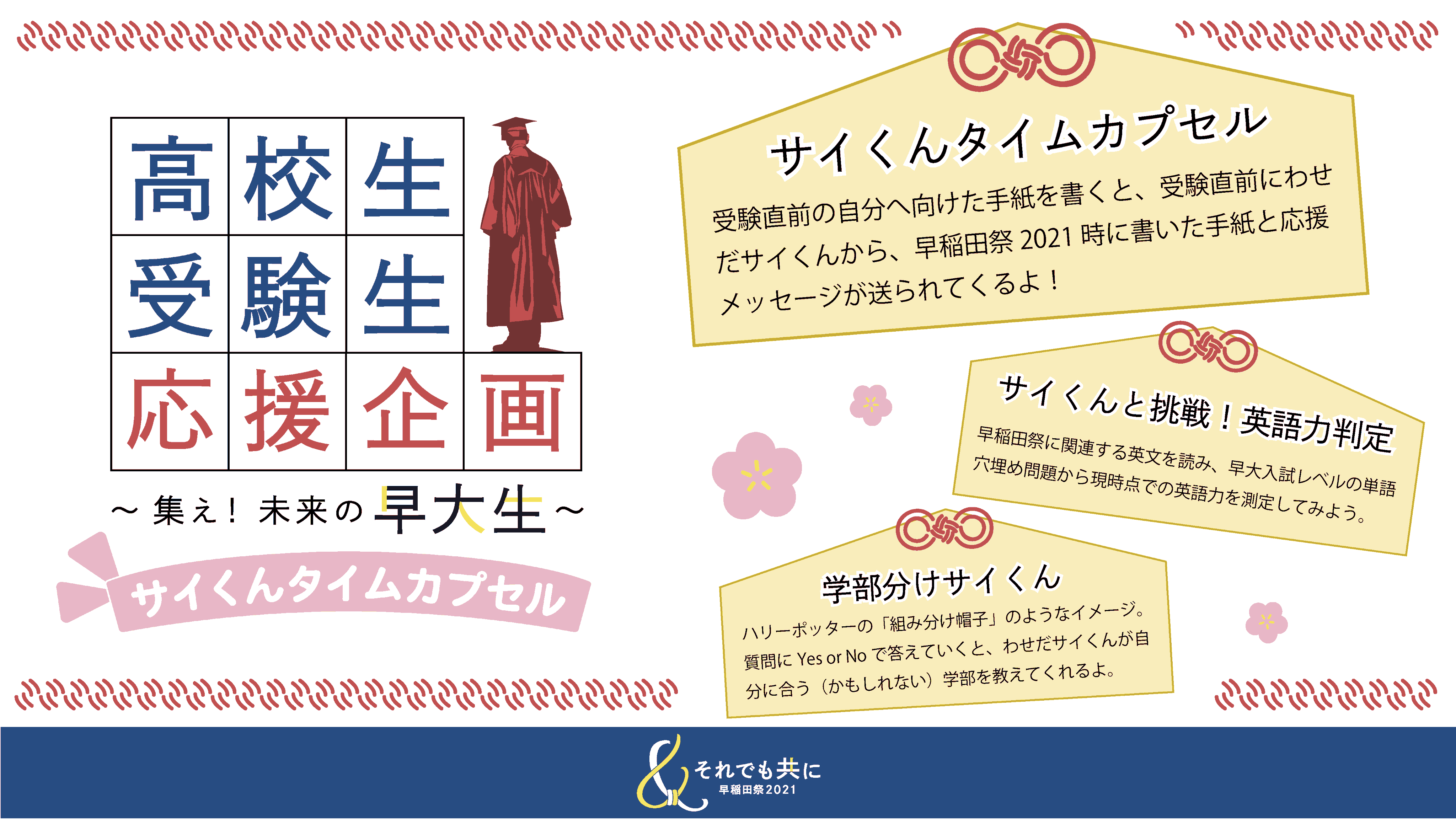 早稲田祭 受験直前の自分へ応援メッセージを書こう サイくんタイムカプセル わせだサイくん公式lineで 受験 を目前に控えた自分へ応援メッセージを送ろう 自分で決めたメッセージに加え サイくんからエールをもらえるかも たくさんのご参加