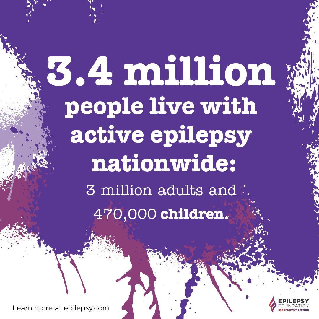 EFTX's tweet photo. Did you know? 3.4 million people live with active epilepsy nationwide: 3 million adults and 470,000 children. #epilepsyfact #NEAM https://t.co/8lxOAriM1Z