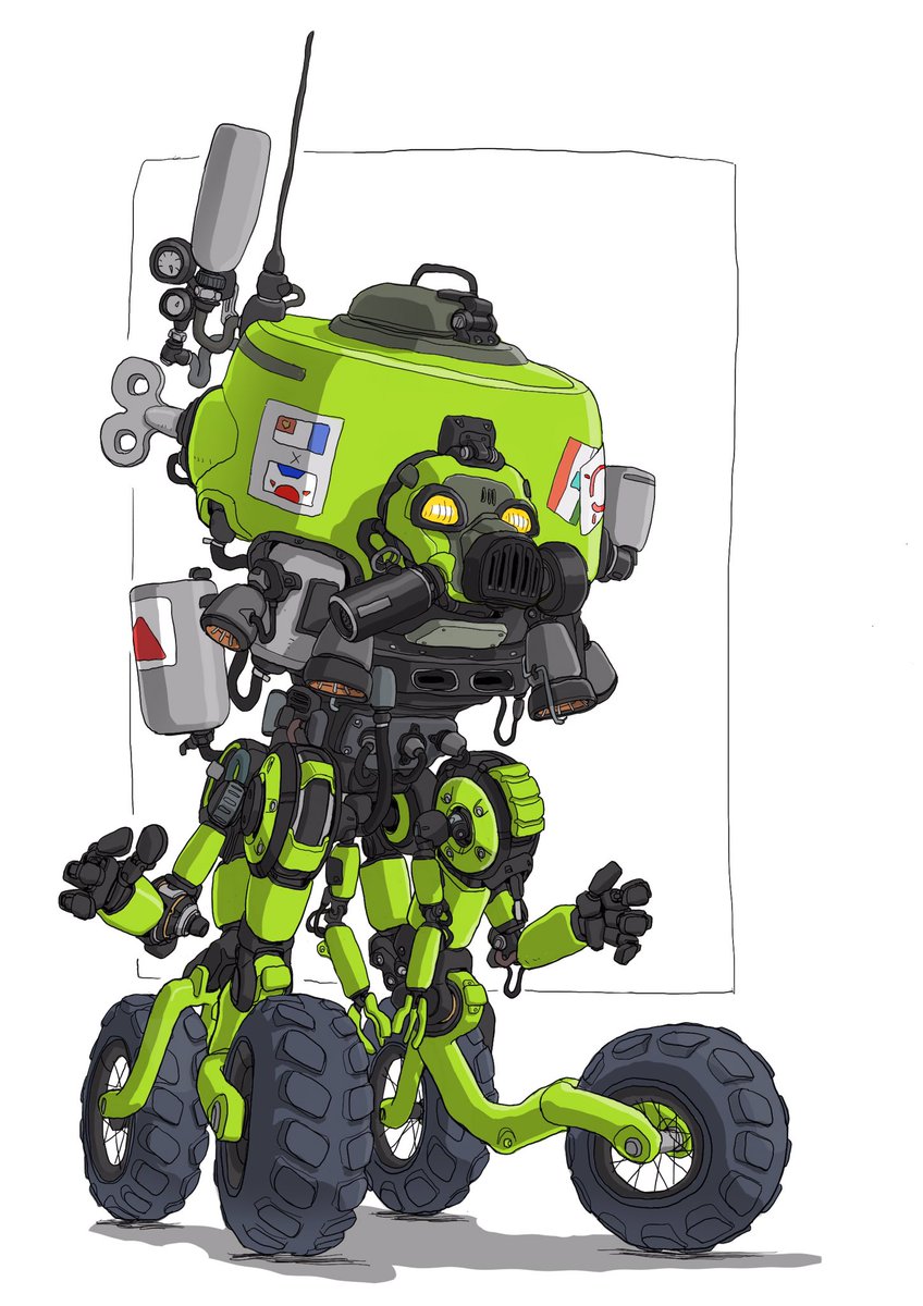 robot no humans non-humanoid robot ground vehicle open hands mecha wheel  illustration images