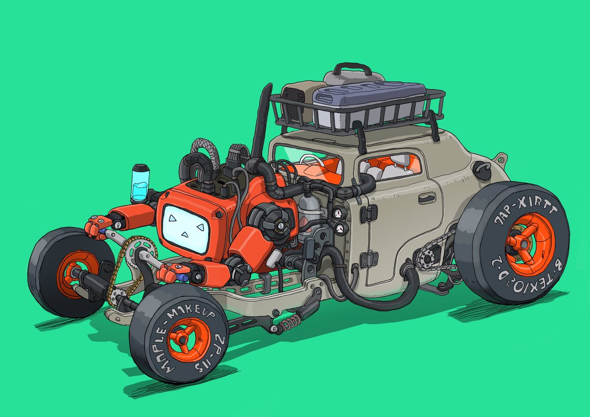 robot no humans non-humanoid robot ground vehicle open hands mecha wheel  illustration images