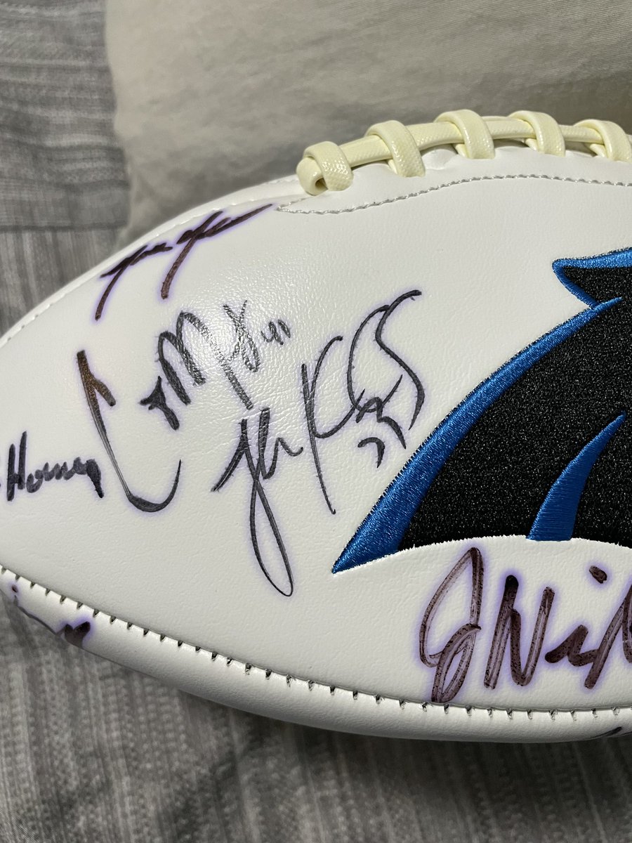 Panthers_Tone's tweet photo. 🚨🚨GIVE AWAY 🚨🚨

@Panthers football with autographs including Luke, TD, Moton, JJ Jansen, and DJ (12), 

Just like, follow and RT. 

Random winner picked Tuesday Nov 9 @ 8:30 pm! https://t.co/nwkvuKwcan