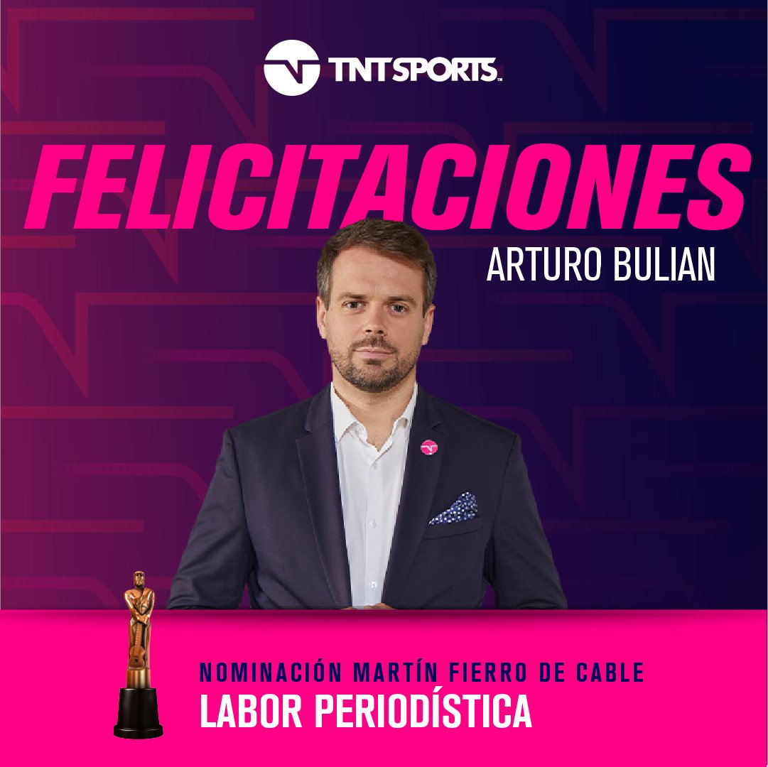 TNTSportsAR's tweet photo. ¡Felicitaciones @arturobulian por la nominación a los premios Martín Fierro de cable en Labor Periodística! 👏👏👏👏 https://t.co/lW8Kbono9N