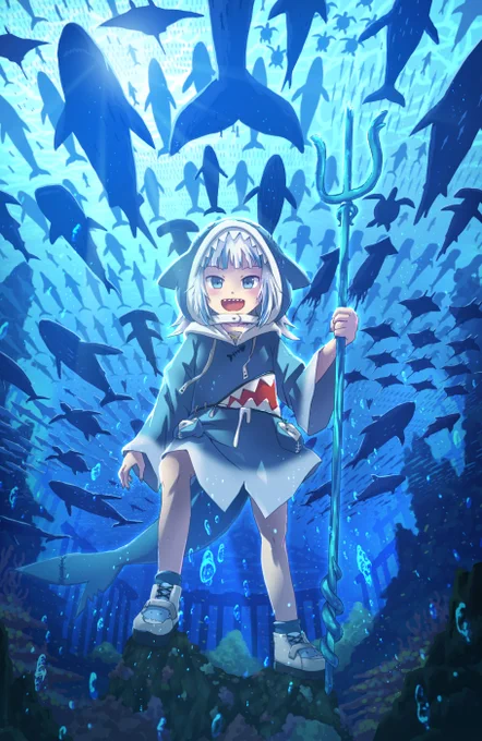 ぐらちゃん描いてみました🦈

アトランティスの末裔ですからね
ぐらちゃんの可愛い一声ならこれぐらい集まるんじゃないでしょうか🐟🐬🦈🐋
#gawrt #gawrgura #がうる・ぐら 