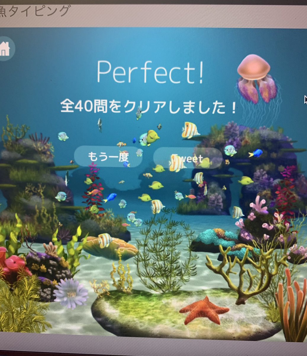 Kooooohakuu's tweet photo. お魚タイピングとか言うやつで40門クリア出来て嬉しい https://t.co/VibU0e3Nvu