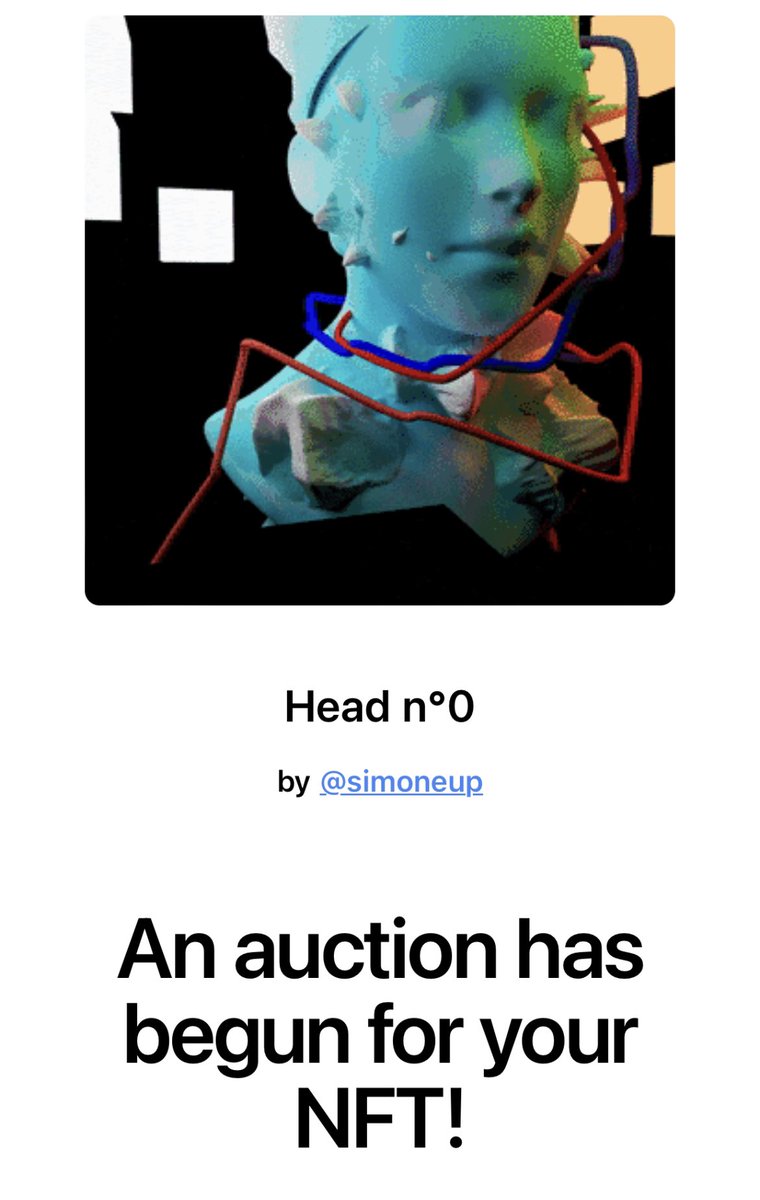 simoneupup's tweet photo. @AiPhantasm started an auction for Head n•0 😻

https://t.co/tnv3Qio7OV

Auction ending in 23h 

@withFND #NFTs #NFTauction #FND https://t.co/MDuz2E5gjp