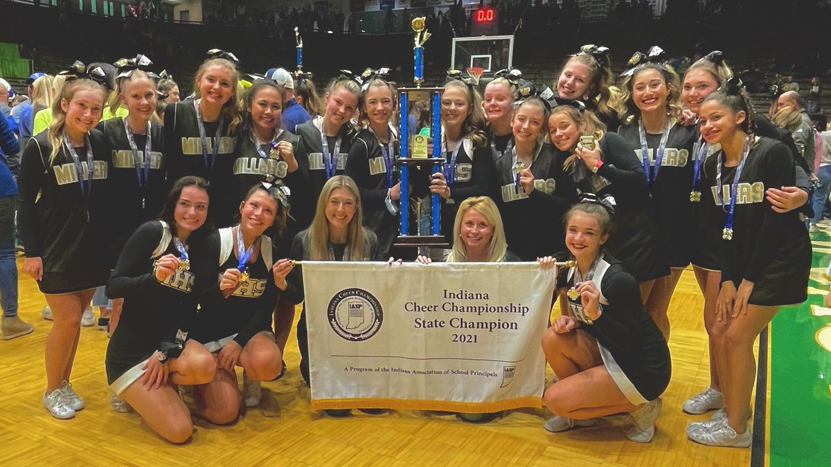 MillerNationAD's tweet photo. Competition Cheer: DYNASTY! The Millers are back-to-back State Champions! Their 4th state championship in six years! #MillerPride #NeverDaunted https://t.co/mTLB1V6FsB