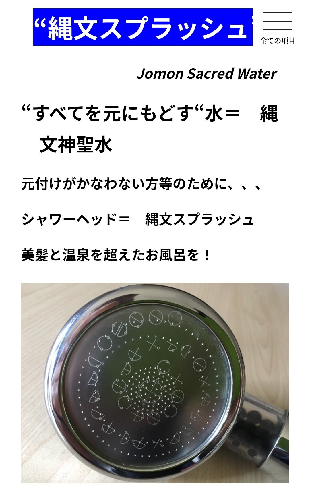 縄文スプラッシュ シャワーヘッド 吉田統合研究所 カタカムナ