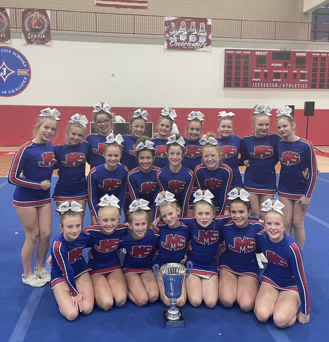 jcheerdragons's tweet photo. Words can’t describe how proud we are of the JMS competition cheer team. They nailed their routine today, and they are now the 1A-4A Large Division Middle School State Campions!!!! You were amazing!!  #ItsAGreatDayToBeADragon @jtowndragons @JMS_Dragons https://t.co/7N19kmGUlc