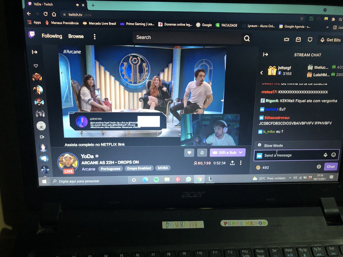 ivih20_santos's tweet photo. Assistindo a estreia de #Arcane @StoneDYooDa #nervosa #dropando #nervosa https://t.co/GkIpU3b1TD