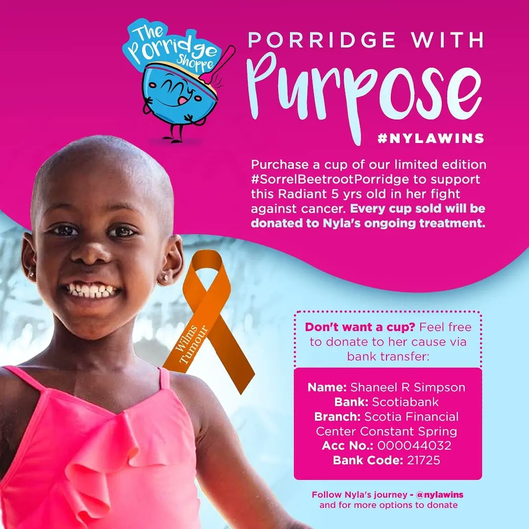blinkskyja's tweet photo. Good News Alert! Our merchant @porridgeshoppe is doing an awesome drive for Nyla - Porridge with a Purpose. Of course we wanted to help, so we are gifting Nyla her favourite porridge for 1 year, a direct donation to her fight! #nylawins #porridgewithapurpose
Support the cause! https://t.co/zOaQBCW1q4
