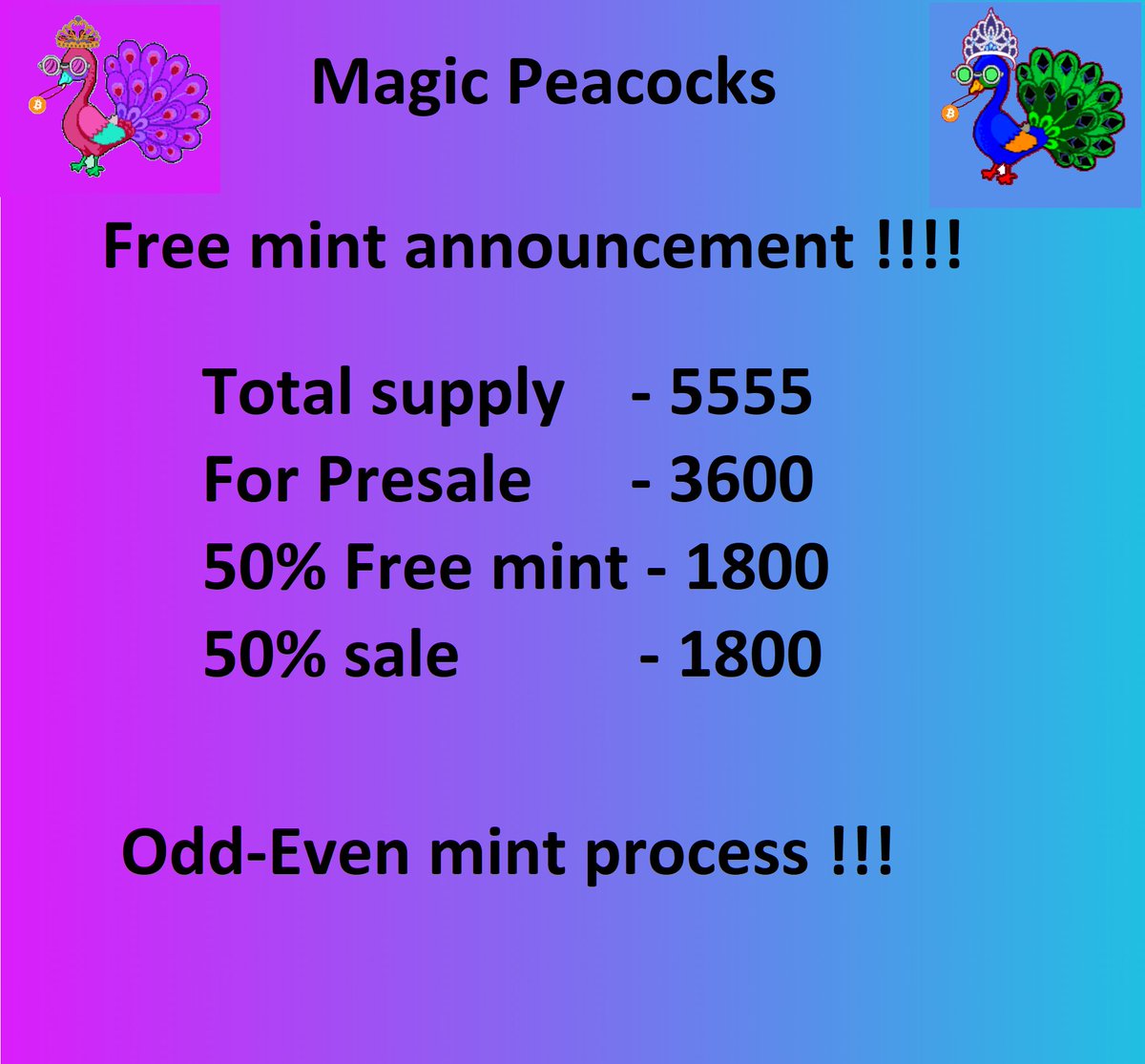 🔥 Free mint announcement 🔥
For our second presale, we have decided to go with a 50% free mint to benefit our community!!

Join Discord : discord.gg/YPFAR2EHKH 

Enter by:
1️⃣ RT,Like &amp; follow 
2️⃣ Join Discord: discord.gg/YPFAR2EHKH  
3️⃣ Tag 3
#nft #nftcommunity #nftdrop