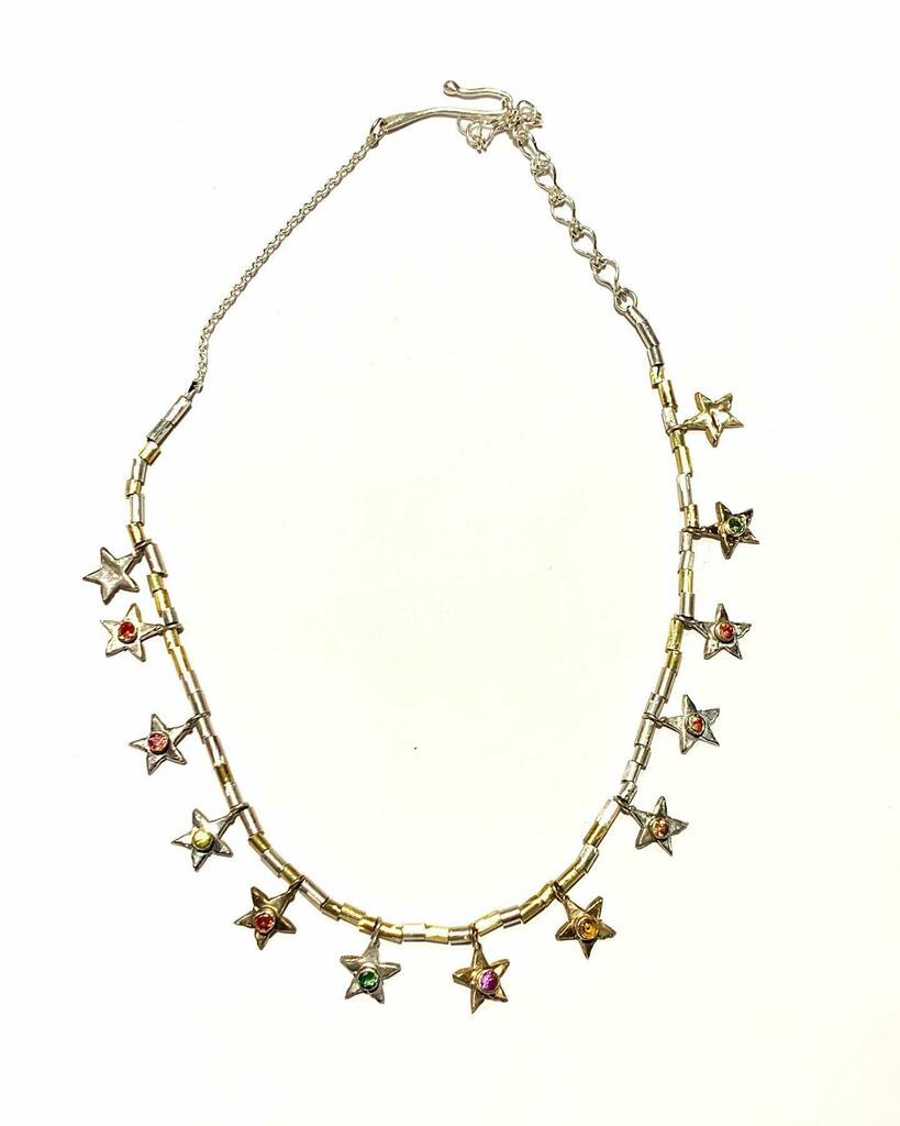 Today’s student work.Stars Necklace!⭐️💫 fun and makes me happy to see colorful gems!😍 Holiday season is almost there! 😉💕 #star #necklace #jewelry #jewelrymaking #nyc #eastvillage #ayakanishijewelryschool #jewelryschool