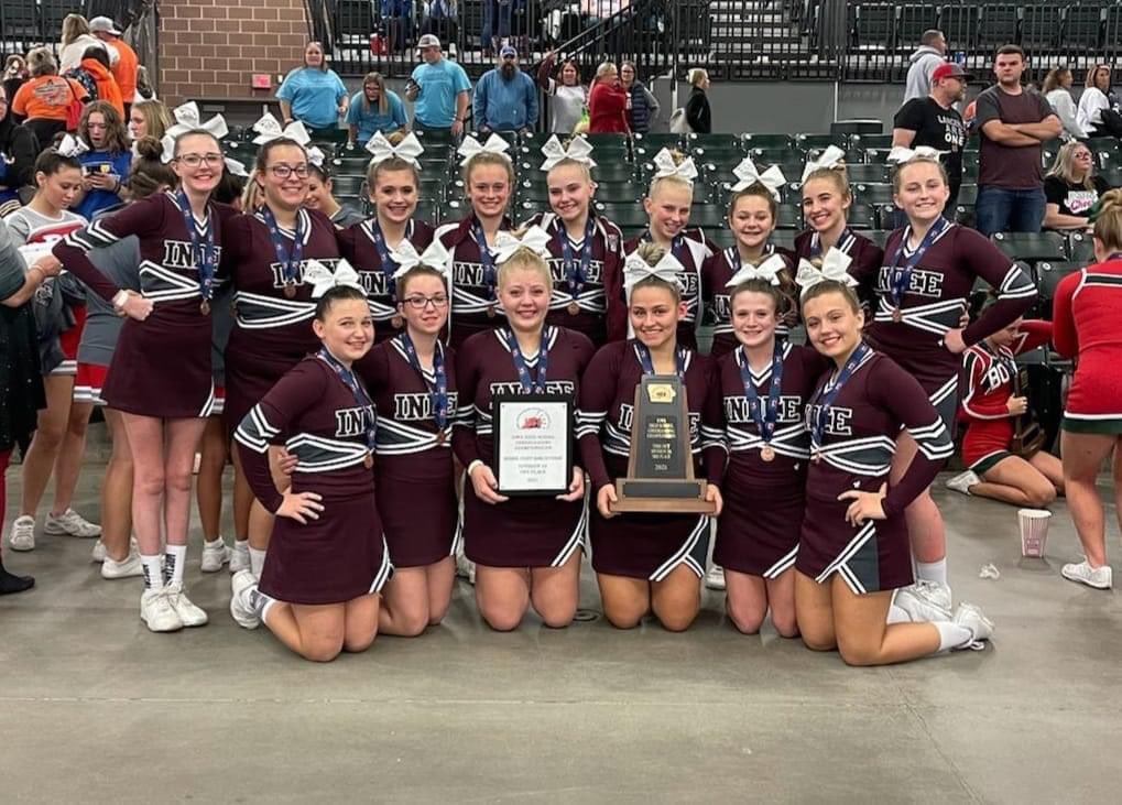 IndeeCheer's tweet image. 2nd place in Fight Song and 3rd in Time Out at State Cheerleading today!! It’s a great day fo be a Mustang!