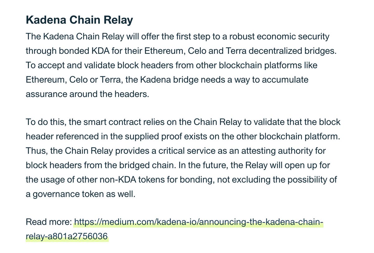 HNDRXxWeeb's tweet photo. $KDA not only chainweb. #ChainRelay coming as well !!
Nothing will stop #Kadena this is a Monster project https://t.co/KciI4zg3V4
