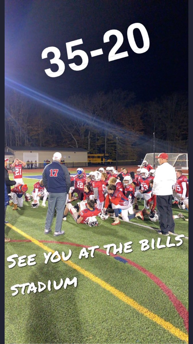 Thank you to <a href="/EastAuroraHSNY/">East Aurora High School</a> for the hospitality last night!

With a 35-20 victory, the Chiefs are in the SECTION CHAMPIONSHIP for a 2nd straight year! These guys have set a new standard with 10 victories &amp; amassing 411 points (both school records)

<a href="/HighmarkStadm/">Highmark Stadium</a> here we come