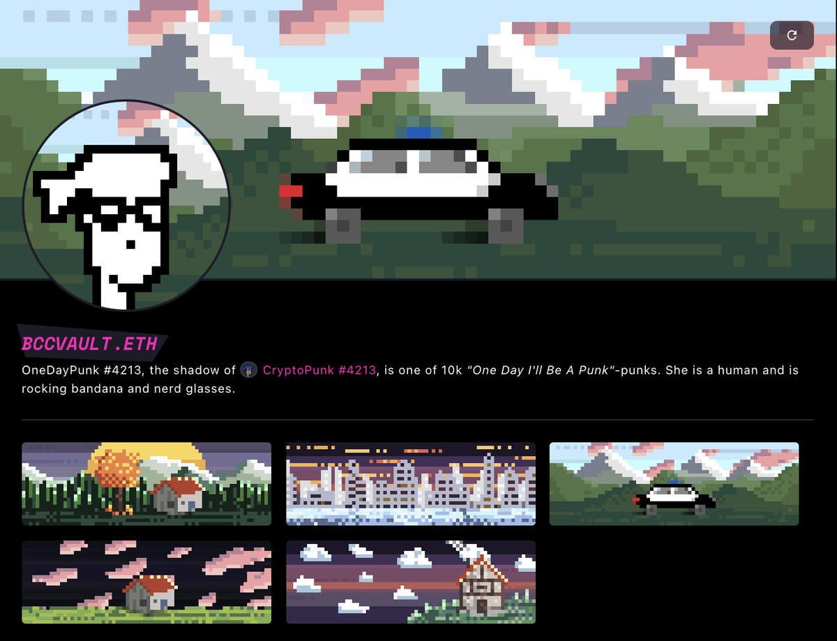 bekircagricelik's tweet photo. - @PunkScape website UX is great!

enjoying this collection a lot... recognizable, cool pixel art for twitter banners, and their twitter feed says they are currently working on building a @TheSandboxGame experience! 👀

lots of potential to be iconic over time! https://t.co/fajr1AmLRi