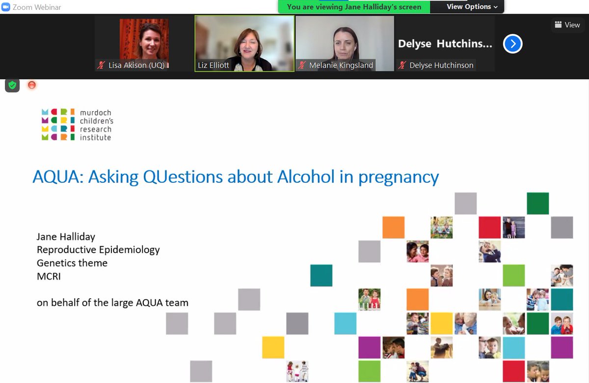 DrLisaAkison's tweet photo. Next up is Prof Jane Halliday reporting on the AQUA cohort to assess the impact of all levels of alcohol consumption during pregnancy. Need to think carefully about how to ask questions about alcohol use. #FASDSIG @APSADConf https://t.co/rGOWUOkISP