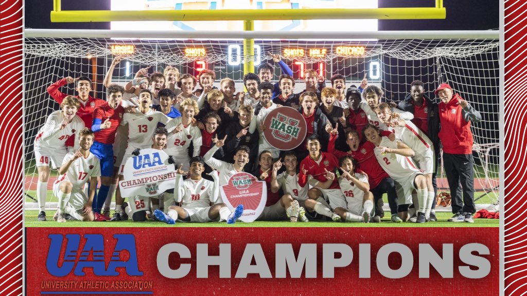 WASHUBears's tweet photo. UAA Champions‼️

@WASHUmSoccer wins the UAA title outright for the first time since 1999! 

The Bears def. UChicago 1-0 &amp; improve to 12-2-1

#LetsGoWashU | #d3soccer https://t.co/a3MuOInumx