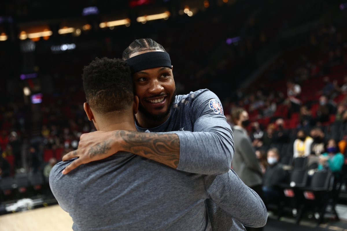 trailblazers's tweet photo. Welcome back to Portland, Melo ❤️ https://t.co/z3Qbr3iMtt