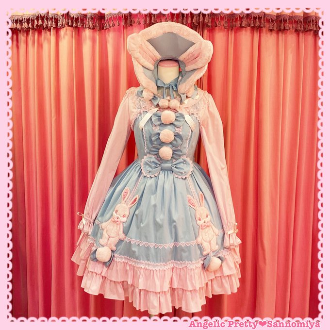 ポケットいっぱい Angelic Pretty なかよしバニー ボンネット赤 - 通販