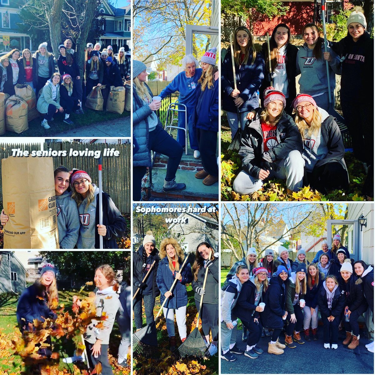 CoachD_Thompson's tweet photo. Great day #leafraking supporting the Oneonta community HereWeGo⭕️‼️@RedDragonSports @OState_WBB https://t.co/jLzmszBvc6