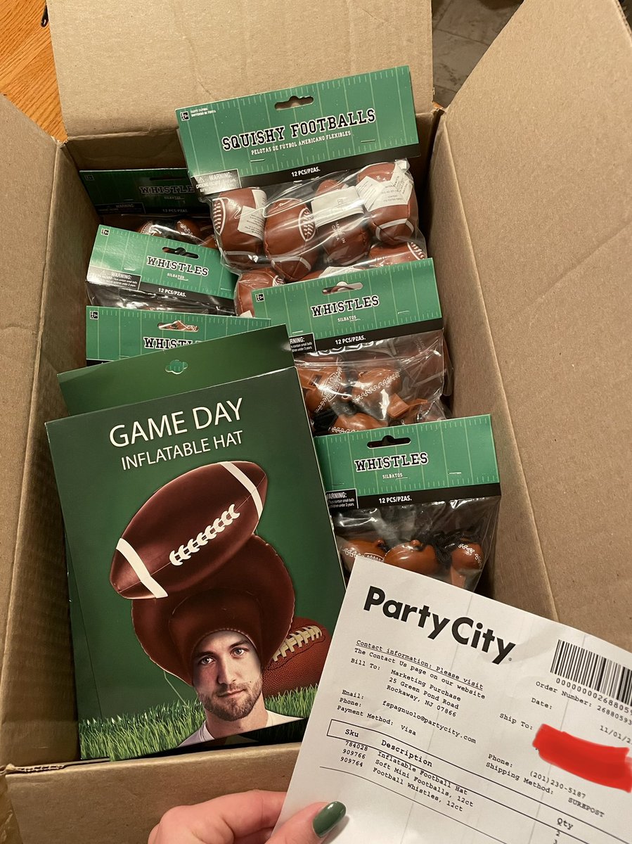 Does Party City send your student section free goodies? Thank you <a href="/PartyCity/">Party City</a> for the surprise, we love it! 🥳🏈💙💛 

P.S…… Basketball season is coming up😏 

<a href="/RSNsports1/">RSN Sports Network</a>