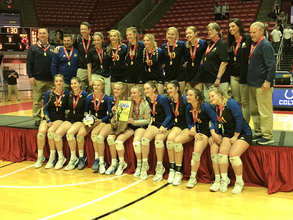 The <a href="/CastleVball/">Castle Volleyball</a> team poses with the Class 4A state runner-up trophy.

An incredible season for the Knights.