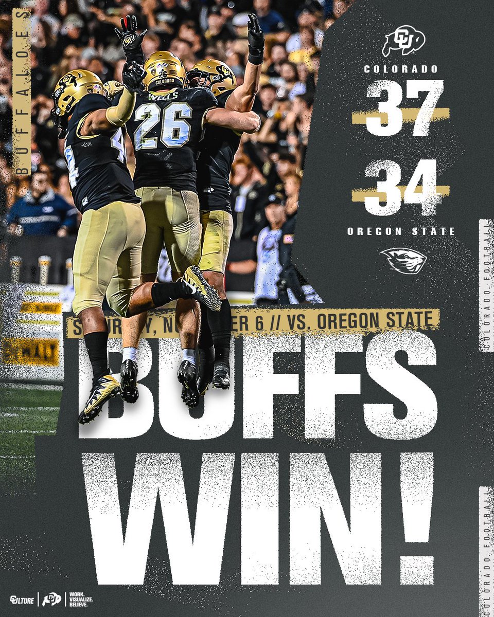 CUBuffsFootball's tweet photo. That was fun. 🦬

#BUFFSWIN https://t.co/brpCSvPudO