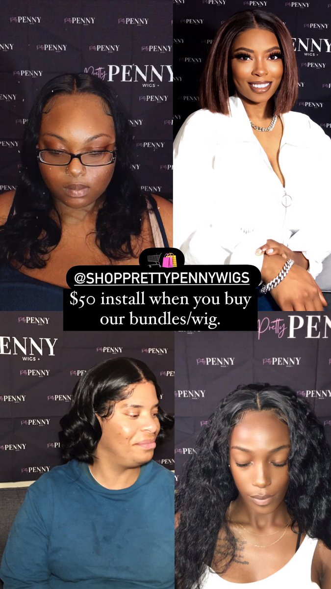 PrettyPennyWigs's tweet photo. $50 installs during the month of November when you purchase our bundles or a wig! DM to claim offer #raleighhairstylist #frontalinstall #wiginstall https://t.co/gi56es4DCv