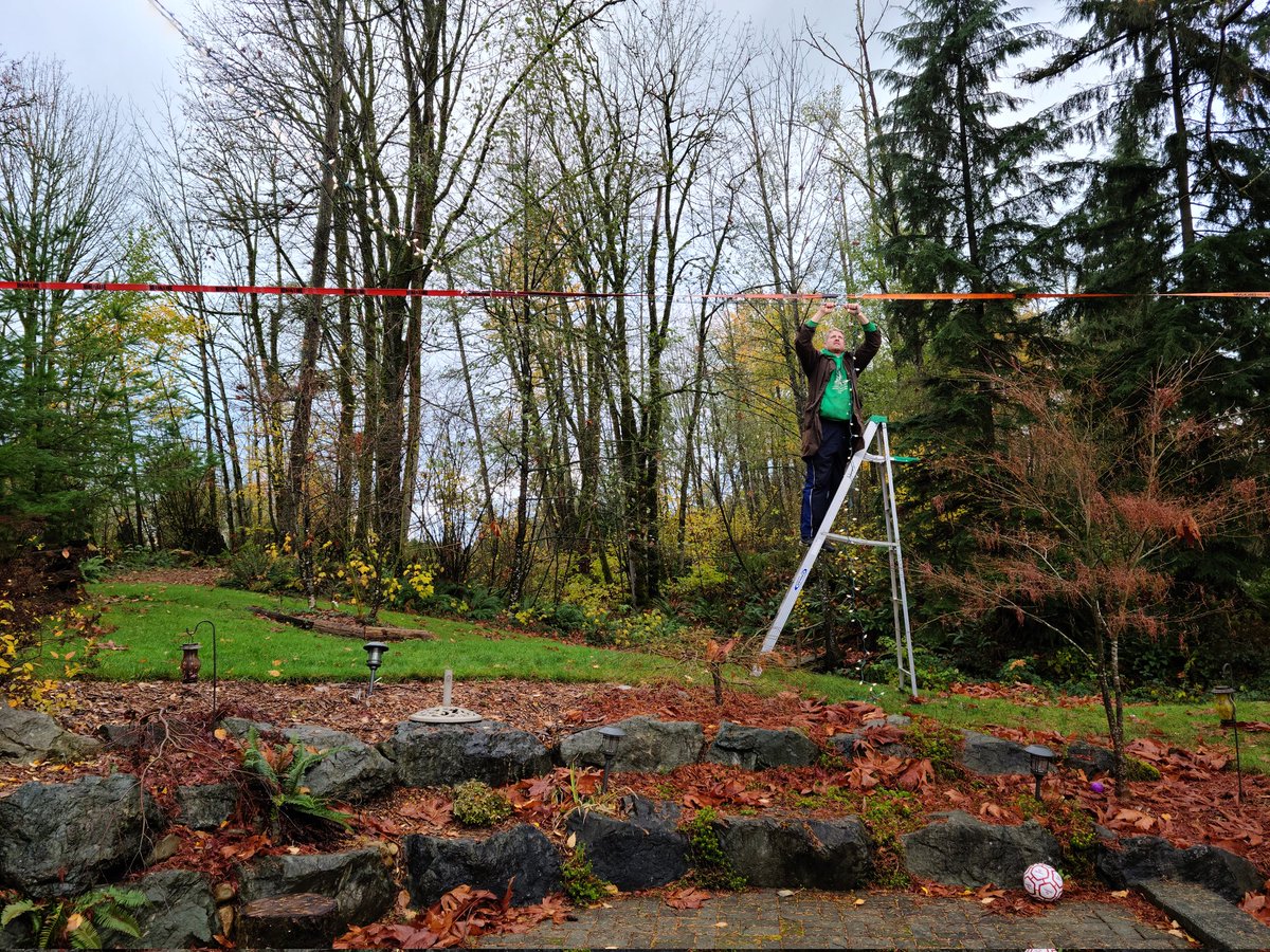 redtreesfarm's tweet photo. Prepping for the opening of our Christmas Experience on Dec. 4th. Stringing the first set of lights, with dozens to go. U-cut, fresh cut, and rental trees will be available.  #farmlife #Christmastreefarm #FraserValleytreefarm #redtreesfarm https://t.co/dUoinbC7rh