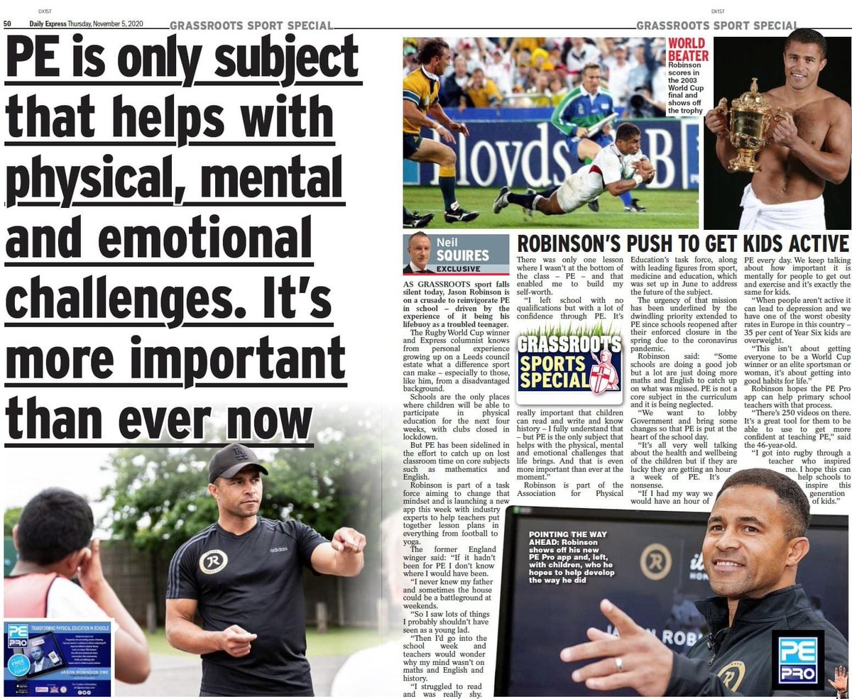“PE is the only subject that helps with physical, mental and emotional challenges. It’s more important than ever now”

“We (afPE Taskforce) want to lobby Government and bring some changes so that PE is out at the heart of every school day”

<a href="/Jason15Robinson/">Jason Robinson</a> <a href="/afPE_PE/">Association for Physical Education</a> #edupe