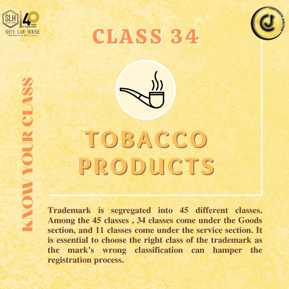 corpjunction's tweet photo. Check out the image to find out what all products come under Class 34’s Tobacco Products.
#tobaccoproducts #classpost #corporatejunction #trademark https://t.co/v2pfw1t8ao