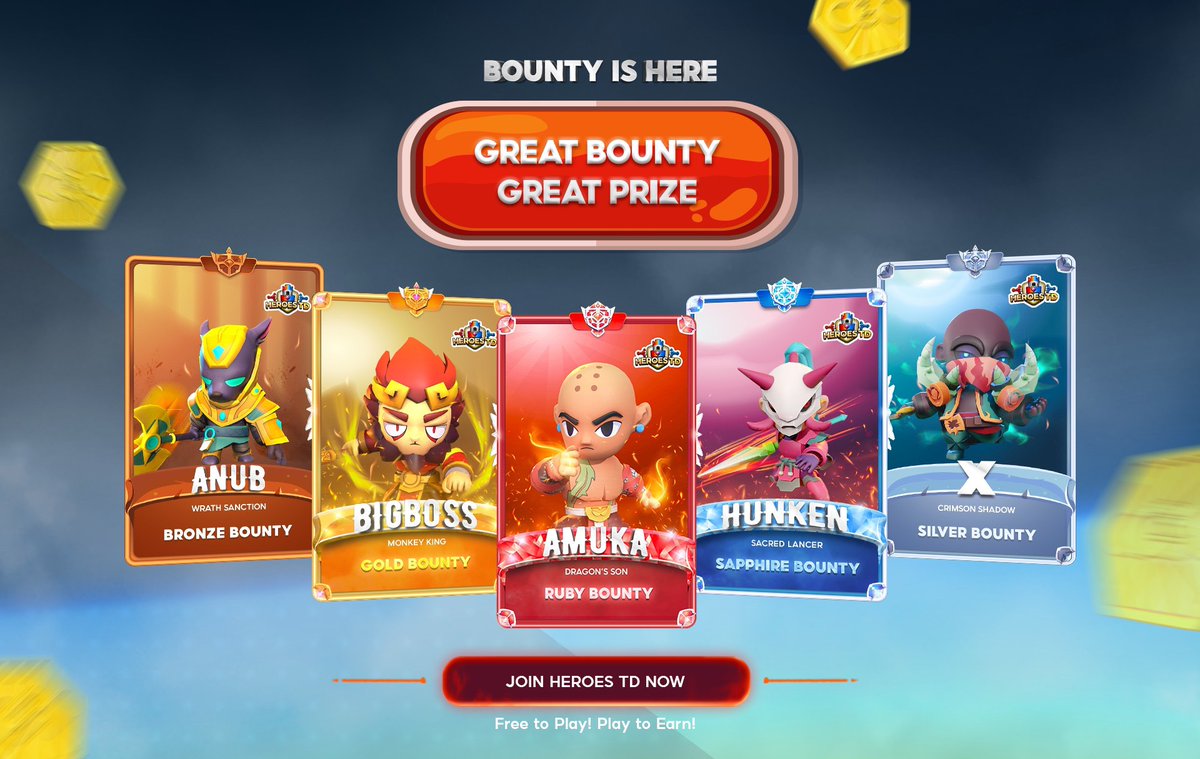 Heroes TD Bounty is available! COMPLETE THE TASK IN GLEAM.IO TO CLAIM THE FIRST DROP NOW!
Gleam: gleam.io/wVssn/htd-boun…
👋Be the earliest player of #HeroesTD:
🌐Website: dapp.heroestd.io/bounty
#heroestd #playtoearn