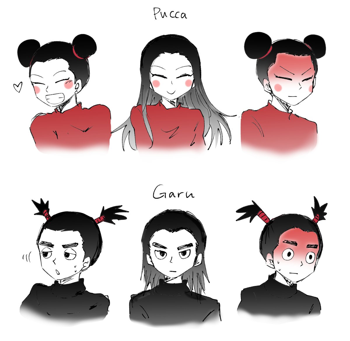 뿌까와 가루 얼굴 낙서 애니에서 자주 나오는 표정+잘 안 나오는 푼머리 #뿌까 #pucca
