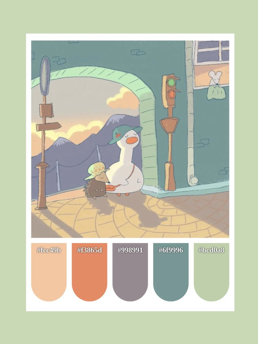 Liyuisme's tweet photo. “Little duck and its hedgehog friend”
🦆weekly color recommendations🦔

#procreate #colorcard @CM320Class https://t.co/Ot7UPgg1aN