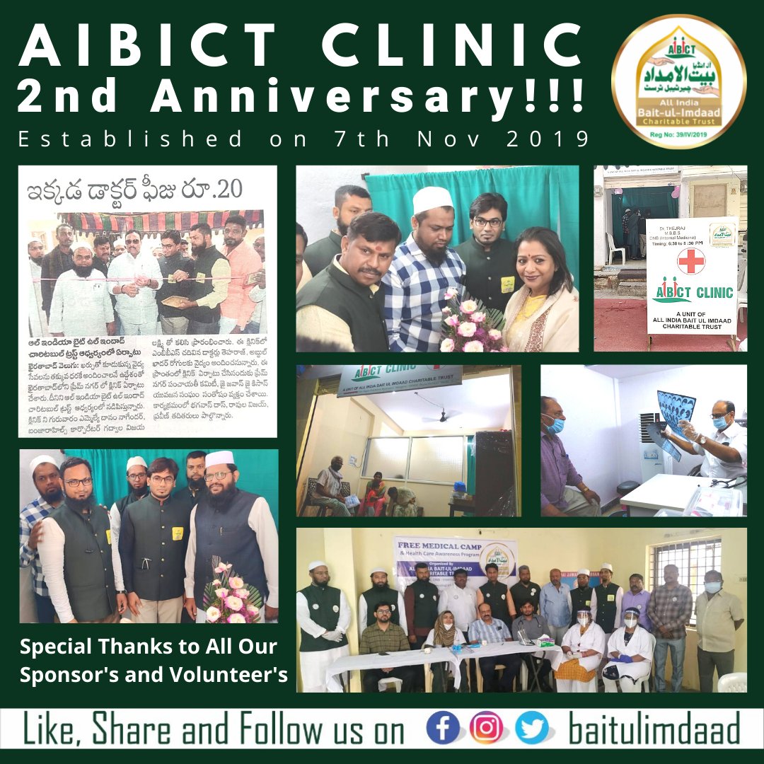 baitulimdaad's tweet photo. Assalamualaikum.. Alhamdulillah, 2 years back on this day (7th Nov 2019) #aibict_clinic was started.. It's been 2 years now we are still out with our services for the people in need. 

Team #AIBICT thank all our Sponsor's &amp; Volunteer's.

For more details call +91 9618778681. https://t.co/9QGFa4Q8oq